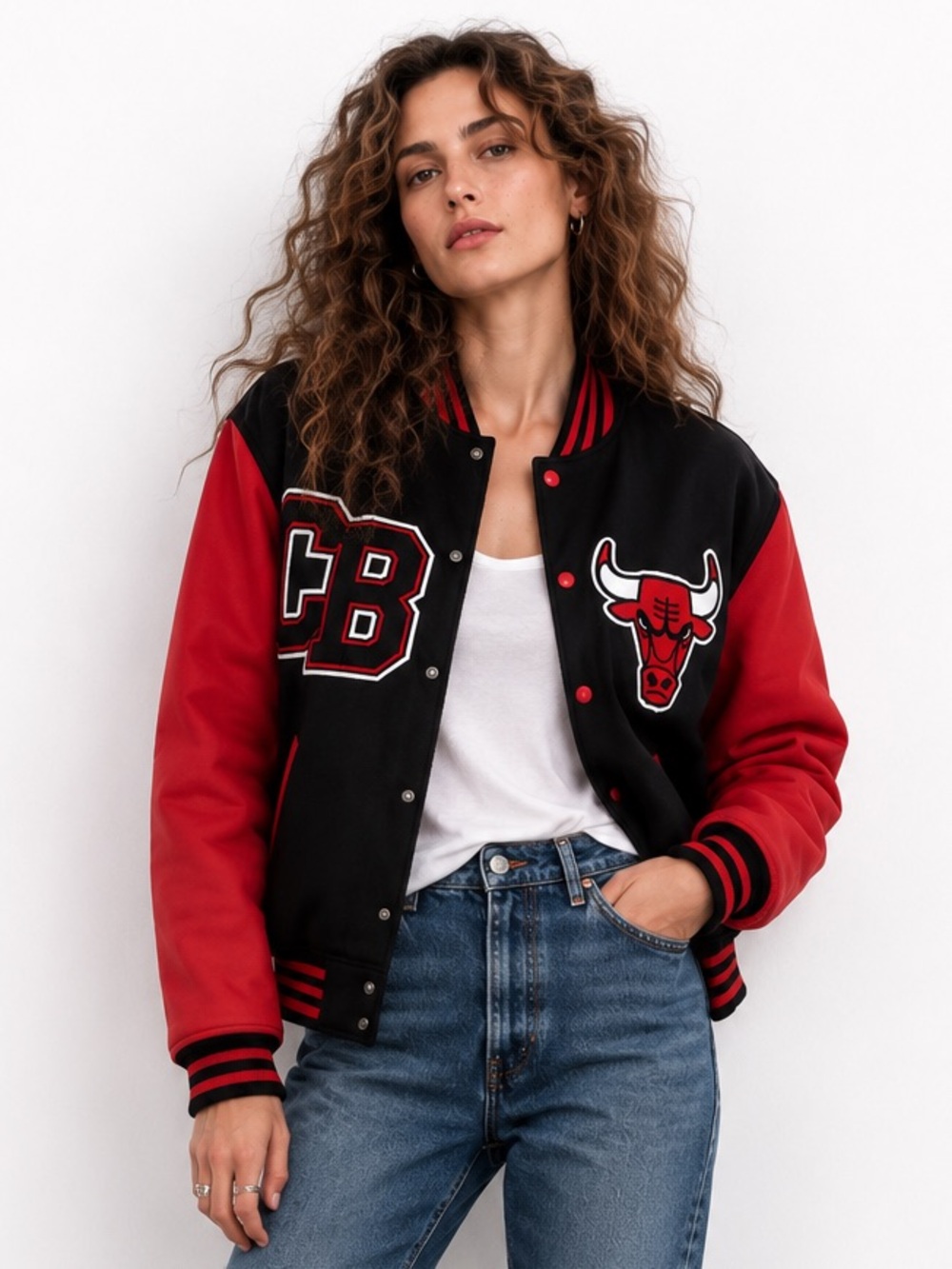 Y2K Chicago Bulls CB wool letterman jacket. Men's small, women-M